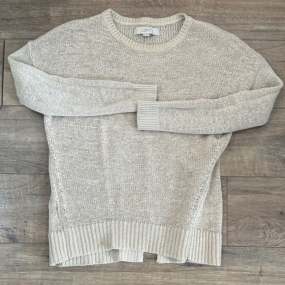 LOFT Light Beige Textured Sweater